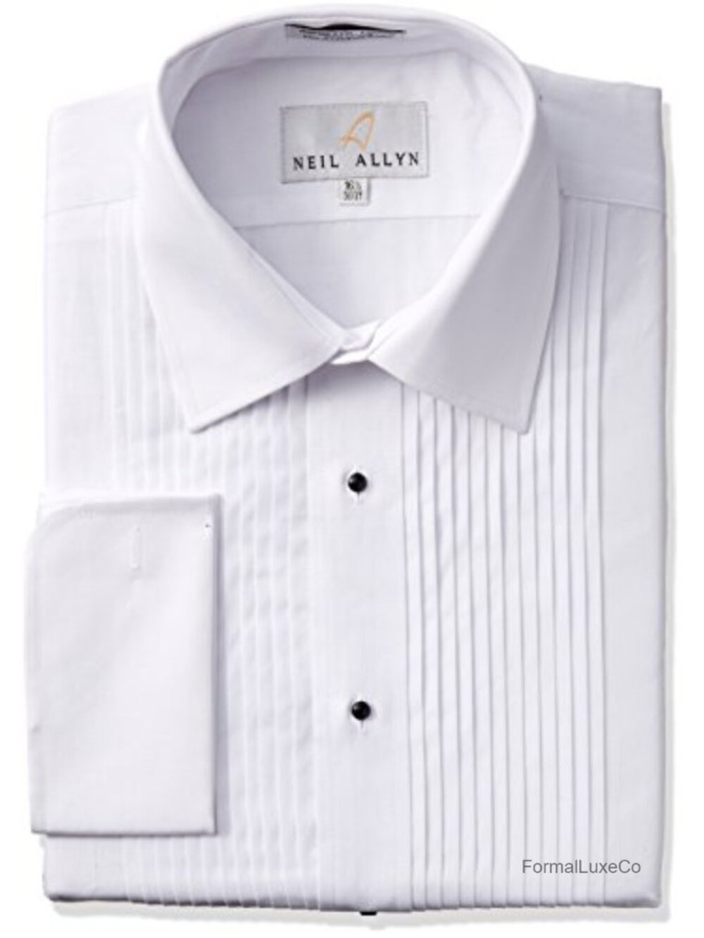 100% Cotton Tuxedo Shirt French Cuff Laydown Collar Formal Dress Shirt